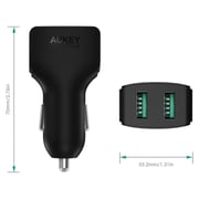 Aukey AiPower 2-Port 24W Car Charger Type C Cable Black