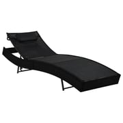 Vidaxl Sun Lounger With Pillow Poly Rattan Black Vidaxl Sun Lounger With Pillow Poly Rattan Black