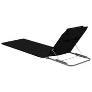 vidaXL Folding Beach Mats 2 pcs Steel and Fabric Black vidaXL Folding Beach Mats 2 pcs Steel and Fabric Black