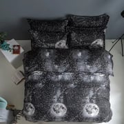 DEALS FOR LESS - Single Size, Duvet Cover, Bedding Set of 4 Pieces, Black with moon Design, 1 Duvet cover + 1 Fitted bedsheet + 2 pillow covers DEALS FOR LESS - Single Size, Duvet Cover, Bedding Set of 4 Pieces, Black with moon Design, 1 Duvet cover + 1 Fitted bedsheet + 2 pillow covers