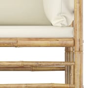 vidaXL 3 Piece Garden Lounge Set with Cream White Cushions Bamboo vidaXL 3 Piece Garden Lounge Set with Cream White Cushions Bamboo