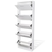 vidaXL White Wooden Shoe Cabinet with 5 Compartments vidaXL White Wooden Shoe Cabinet with 5 Compartments