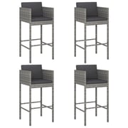 Vidaxl Bar Stools 4 Pcs With Cushions Grey Poly Rattan Vidaxl Bar Stools 4 Pcs With Cushions Grey Poly Rattan