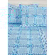 Swayam Zinnia Collection Fitted King Bedsheet with 2 Pillow Covers, Blue/White, 180 x 200 x 40 cm, KFT15031 Swayam Zinnia Collection Fitted King Bedsheet with 2 Pillow Covers, Blue/White, 180 x 200 x 40 cm, KFT15031