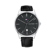 Tommy Hilfiger Damon Black Leather Watch For Men 1791494