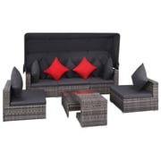Vidaxl 7 Piece Garden Lounge Set With Cushions Poly Rattan Grey Vidaxl 7 Piece Garden Lounge Set With Cushions Poly Rattan Grey
