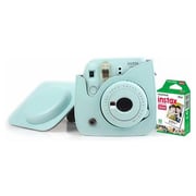 Fujifilm INSTAX Mini 9 Instant Film Camera Ice Blue + Leather Bag + 10 Mini Sheets