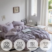 LUNA HOME Premium Single Size 4 Pieces Korean Bedding Set, Plain Purple and Light Purple Color. LUNA HOME Premium Single Size 4 Pieces Korean Bedding Set, Plain Purple and Light Purple Color.