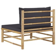 Vidaxl Garden Middle Sofa With Dark Grey Cushions Bamboo Vidaxl Garden Middle Sofa With Dark Grey Cushions Bamboo