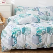Luna Home Queen/double Size 6 Pieces Bedding Set Without Filler, Geometric Leaves Design