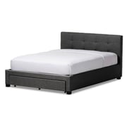 Contemporary Fabric Storage Platform King Bed without Mattress Charcoal Grey