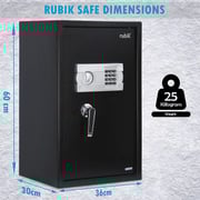 Rubik Large Safe Box With Digital Keypad And Key Lock, Fire Resistant Security Box Protect Money Documents For Home Office (size 36x30x60cm) Black