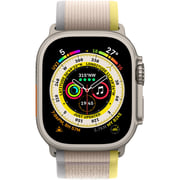 Apple Watch Ultra GPS + Cellular, 49mm Titanium Case with Beige Yellow Trail Loop - Small/Medium Apple Watch Ultra GPS + Cellular, 49mm Titanium Case with Beige Yellow Trail Loop - Small/Medium