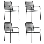 Vidaxl Garden Chairs 4 Pcs Cotton Rope And Steel Black Vidaxl Garden Chairs 4 Pcs Cotton Rope And Steel Black