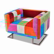 Patchwork Cube Chair With Chrome Feet Patchwork Cube Chair With Chrome Feet