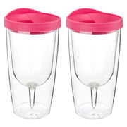 Southern Homewares Pink Insulated Wine Tumbler - Double Wall Acrylic - 10Oz, Set Of 2 Southern Homewares Pink Insulated Wine Tumbler - Double Wall Acrylic - 10Oz, Set Of 2