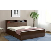 Engineered Wood Bed With Storage Queen Bed with Mattress Walnut