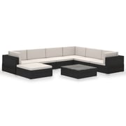 Vidaxl 8 Piece Garden Lounge Set With Cushions Poly Rattan Black Vidaxl 8 Piece Garden Lounge Set With Cushions Poly Rattan Black