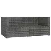 vidaXL 2-Seater Sofa with Cushions Grey Poly Rattan vidaXL 2-Seater Sofa with Cushions Grey Poly Rattan