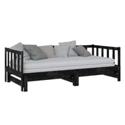 Vidaxl Pull-out Day Bed Black Solid Pinewood 2x Vidaxl Pull-out Day Bed Black Solid Pinewood 2x