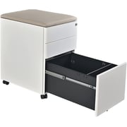 Navodesk Mobile Pedestal 3-drawer File Cabinet Under Desk Drawer With Castor Wheels By Navodesk White Beige Cushion Navodesk Mobile Pedestal 3-drawer File Cabinet Under Desk Drawer With Castor Wheels By Navodesk White Beige Cushion