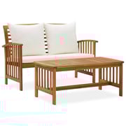 Vidaxl 2 Piece Garden Lounge Set With Cushions Solid Acacia Wood Vidaxl 2 Piece Garden Lounge Set With Cushions Solid Acacia Wood