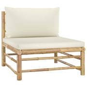 Vidaxl 2 Piece Garden Lounge Set With Cream White Cushions Bamboo Vidaxl 2 Piece Garden Lounge Set With Cream White Cushions Bamboo