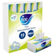 Fine Fluffy, Facial Tissues 200X2 Ply White Tissues, Pack Of 10 Boxes, 2000 Tissues