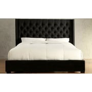 Skyline Upholstered Wingback Tufted Bed Frame Queen with Mattress Black