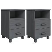 vidaXL Bedside Cabinets HAMAR 2 pcs Dark Grey 40x35x62 cm Solid Wood vidaXL Bedside Cabinets HAMAR 2 pcs Dark Grey 40x35x62 cm Solid Wood