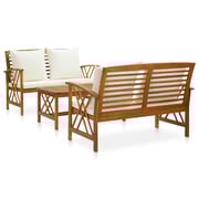 vidaXL 3 Piece Garden Lounge Set with Cushions Solid Acacia Wood vidaXL 3 Piece Garden Lounge Set with Cushions Solid Acacia Wood
