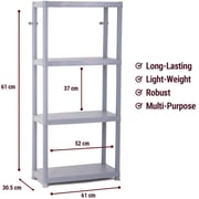 Kreher Storage Shelves, 4 X Primo, Plastic-shelf Grey, 61 X 30.5 X 130 Cm, 4 Shelves, Holds 25 Kg Per Shelf, Expendable, Indoor & Outdoor, Tüv Germany Approved Kreher Storage Shelves, 4 X Primo, Plastic-shelf Grey, 61 X 30.5 X 130 Cm, 4 Shelves, Holds 25 Kg Per Shelf, Expendable, Indoor & Outdoor, Tüv Germany Approved