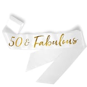 ADBetty 50 And Fabulous Satin Sash - 50Th Birthday Sash 50 Birthday Gifts Party Favors, Supplies And Decorations(White) ADBetty 50 And Fabulous Satin Sash - 50Th Birthday Sash 50 Birthday Gifts Party Favors, Supplies And Decorations(White)