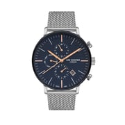 Lee Cooper, LC07072.390, Men's Analog Watch, Blue Dial Multi-Function 3 Hands Stainless Steel Mesh Strap