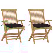 vidaXL Garden Chairs with Black Cushions 2 pcs Solid Teak Wood vidaXL Garden Chairs with Black Cushions 2 pcs Solid Teak Wood