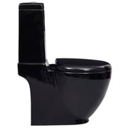 vidaXL WC Ceramic Toilet Bathroom Round Toilet Bottom Water Flow Black vidaXL WC Ceramic Toilet Bathroom Round Toilet Bottom Water Flow Black
