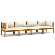 vidaXL 4-Seater Garden Sofa with Cream Cushion Solid Acacia Wood vidaXL 4-Seater Garden Sofa with Cream Cushion Solid Acacia Wood