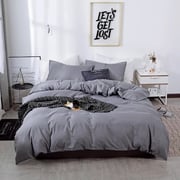 Luna Home Premium Collection Queen/double Size 6 Pieces Bedding Set Without Filler, Plain Anchor Grey Color