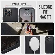 Spigen Silicone Fit (MagFit) compatible with MagSafe designed for iPhone 14 Pro case cover (2022) - Black