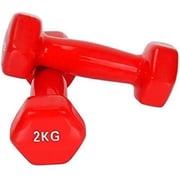 ULTIMAX 2Pcs Fitness Vinyl Dumbbell Hand Weights All-Purpose Color Coded Dumbbell for Strength Training Yoga Dumbbell RED (2 kg)