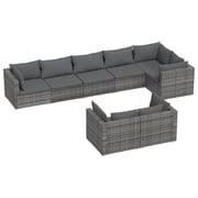 vidaXL 8 Piece Garden Lounge Set with Cushions Grey Poly Rattan vidaXL 8 Piece Garden Lounge Set with Cushions Grey Poly Rattan