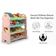 Home CanvasChildren Deluxe Multi-Bin Toy Organizer with Storage Bins, Toys Storage Box for Girls, Pink, Kids Toy Box Storage