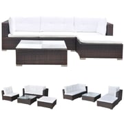Vidaxl 5 Piece Garden Lounge Set With Cushions Poly Rattan Brown Vidaxl 5 Piece Garden Lounge Set With Cushions Poly Rattan Brown