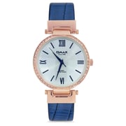 Omax Sunset Series Blue Leather Analog Watch For Women SU001R64I