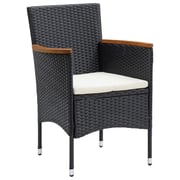vidaXL 9 Piece Garden Dining Set with Cushions Poly Rattan Black vidaXL 9 Piece Garden Dining Set with Cushions Poly Rattan Black
