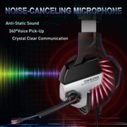 Onikuma K5 Pro - Gaming Headset Headphones for PS4, PC, One, Noise Cancelling with Microphone, LED Light, Black & Red