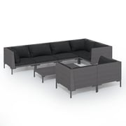 vidaXL 8 Piece Garden Lounge Set with Cushions Poly Rattan Dark Grey vidaXL 8 Piece Garden Lounge Set with Cushions Poly Rattan Dark Grey