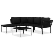 vidaXL 6 Piece Garden Lounge Set with Cushions Black PVC vidaXL 6 Piece Garden Lounge Set with Cushions Black PVC