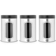 Brabantia 335341 Stainless Steel Canister Set with Window (Pack of 3) Brabantia 335341 Stainless Steel Canister Set with Window (Pack of 3)