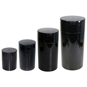 Tightpac America, Inc. Tightvac Nested Set Of 4 Vacuum Sealed Dry Goods Storage Containers, 4 Sizes: 24-Ounce, 12-Ounce, 6-Ounce, 3-Ounce, Black Pearl Tinted Body/Cap
